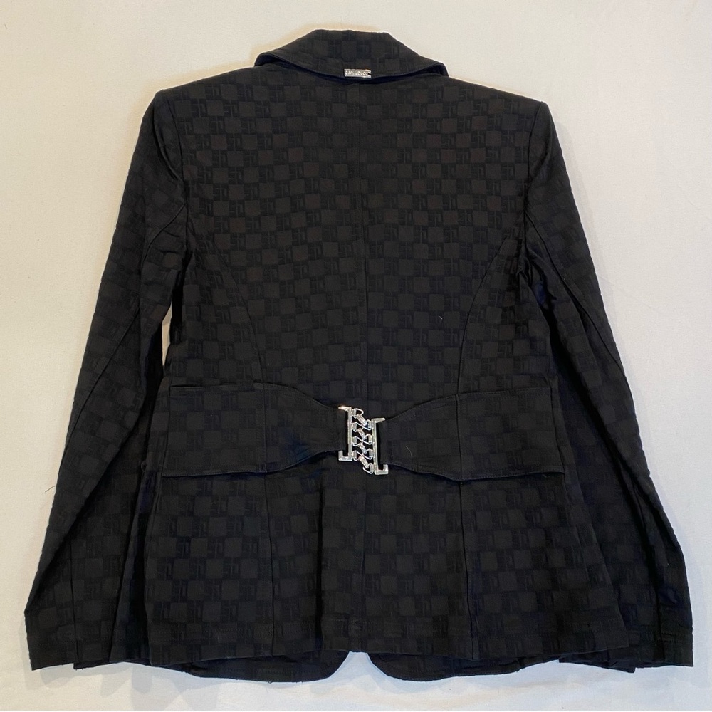 Vintage St. John Women's Black Monogram Blazer Jacket, Size S, Corset Back Belt - Picture 2 of 8